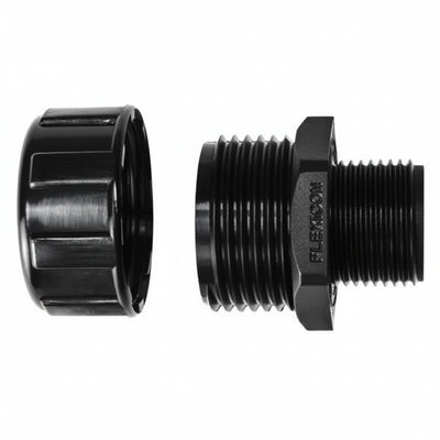 HellermannTyton 166-90137 HelaGuard Non-Metallic IP65 Fitting, Straight, NPT Thread, 1.25" Dia, PA66, Black, 2/pkg