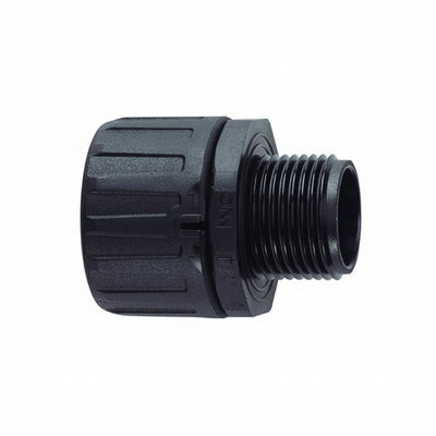 HellermannTyton 166-90305 HelaGuard Non-Metallic IP66 Fitting, Straight, 1/2" NPT Thread, 0.38" Dia, PA66, Black, 10/pkg