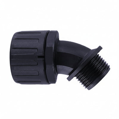 HellermannTyton 166-90331 HelaGuard Non-Metallic IP66 Fitting, 45-Elbow, 1/2" NPT Thread, 0.38" Dia, Black, 10/pkg