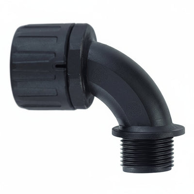 HellermannTyton 166-90466 HelaGuard Non-Metallic IP66 Fitting, 90-Elbow, 2" NPT Thread, 2" Dia, PA66, Black, 2/pkg