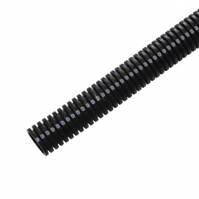 HellermannTyton 169-60019 Convoluted Tubing, Slit, .5" Dia, PA6, Black with Gray Stripe, 100 ft/pkg
