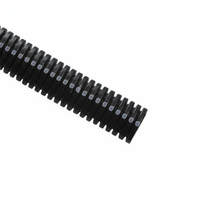 HellermannTyton 169-60020 Convoluted Tubing, Slit, .75" Dia, PA6, Black with Gray Stripe, 100 ft/pkg