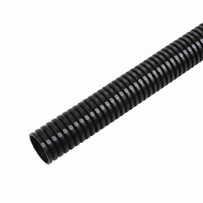 HellermannTyton 169-60022 Convoluted Tubing, Slit, .25" Dia, PA6, Black with Gray Stripe, 100 ft/pkg