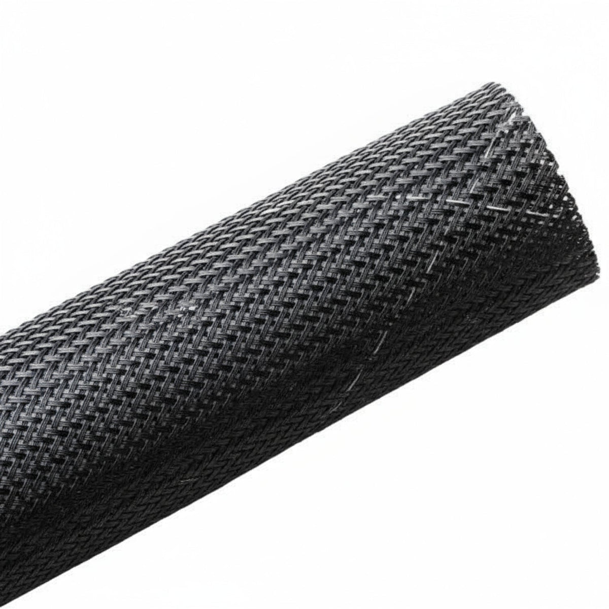 HellermannTyton 170-03020 Braided Sleeving, Expandable, Fray Resistant, Flame Retardant, 1.25" Dia, PET, Black, 50 ft/reel