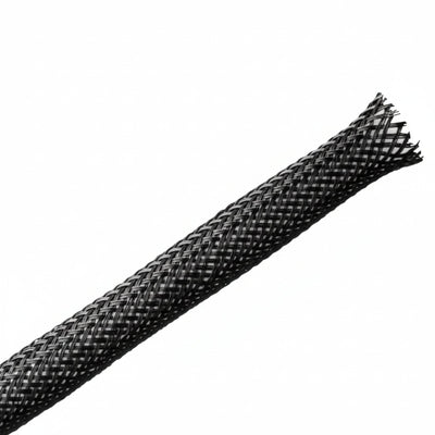 HellermannTyton 170-03035 Braided Sleeving, Expandable, Fray Resistant, .25" Dia, PET, Black, 100 ft/reel