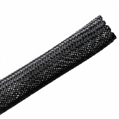 HellermannTyton 170-03118 Braided Sleeving, Expandable, Fray Resistant, Flame Retardant, .5" Dia, PET, Black, 500 ft/bulk reel