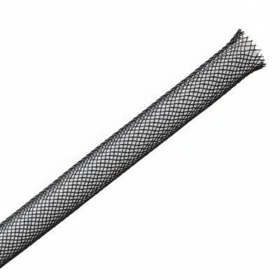 HellermannTyton 170-03123 Braided Sleeving, Expandable, Fray Resistant, .125" Dia, PET, Black, 100 ft/reel