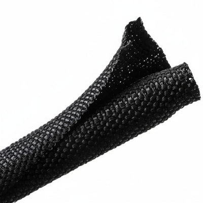 HellermannTyton 170-03181 Braided Sleeving, Split Wrap, .38" Dia, PET, Black, 450 ft/bulk reel