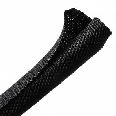 HellermannTyton 170-03182 Braided Sleeving, Split Wrap, .5" Dia, PET, Black, 300 ft/bulk reel