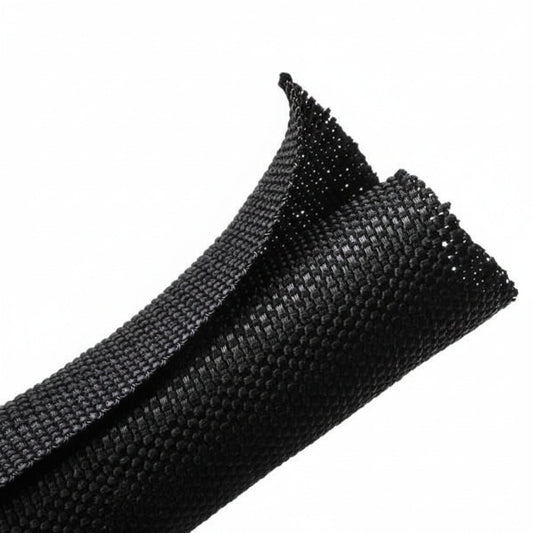 HellermannTyton 170-03185 Braided Sleeving, Split Wrap, 1.0" Dia, PET, Black, 100 ft/bulk reel