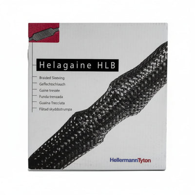 HellermannTyton 170-80350 Helagaine Braided Sleeving, Dispenser Pack, 1" Dia, 3:1 Shrink Ratio, PET, BK, 32.8ft/Reel