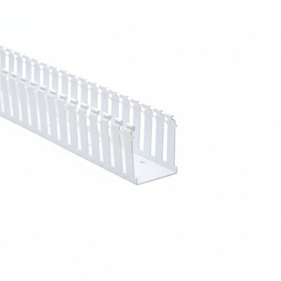 HellermannTyton 181-00219 Slotted Wall Wiring Duct, 2.5" X 3", Adhesive, PVC, White, 30ft/Box
