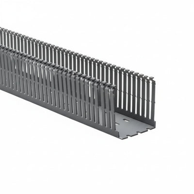 HellermannTyton 181-00228 High Density Slotted Wall Wiring Duct, 2.5" X 3", Non- Adhesive, PVC, Gray, 120ft/Carton