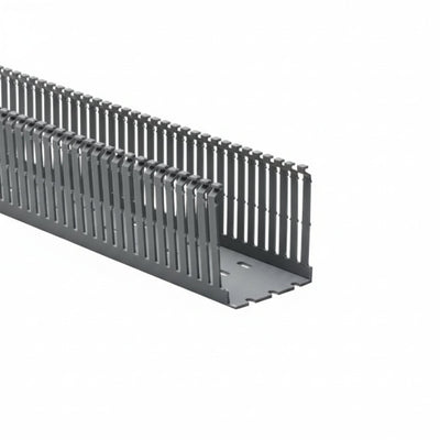 HellermannTyton 181-00231 High Density Slotted Wall Wiring Duct, 2.5" X 3", Adhesive, PVC, Gray, 30ft/Carton