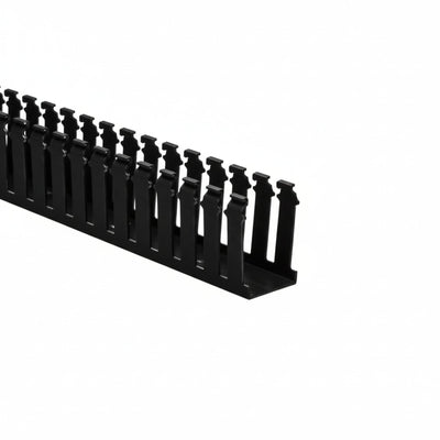 HellermannTyton 181-00581 Slotted Wall Wiring Duct, 2" X 3", Adhesive, PVC, Black, 120ft/Carton