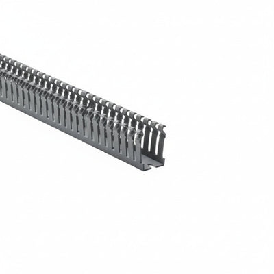 HellermannTyton 181-11503 Slotted Wall Wiring Duct, 1" X 1.5", Non-Adhesive, PVC, Gray, 30ft/Box