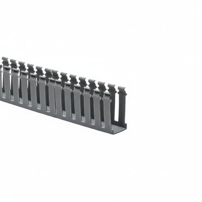 HellermannTyton 181-15302 Slotted Wall Wiring Duct, 1.5" X 3", Non-Adhesive, PVC, Gray, 30ft/Box