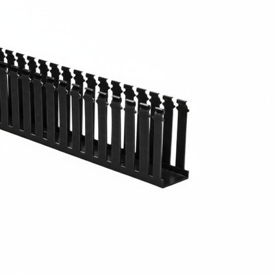 HellermannTyton 181-24003 Slotted Wall Wiring Duct, 2" X 4", Non-Adhesive, PVC, Black, 120ft/Carton