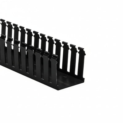 HellermannTyton 181-33008 Slotted Wall Wiring Duct, 3" X 3", Non-Adhesive, PVC, Black, 30ft/Box