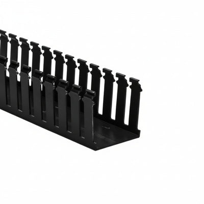 HellermannTyton 181-33009 Slotted Wall Wiring Duct, 3" X 3", Non-Adhesive, PVC, Black, 120ft/Carton