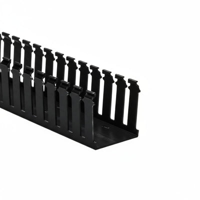 HellermannTyton 181-33019 Slotted Wall Wiring Duct, 3" X 3", Adhesive, PVC, Black, 30ft/Box