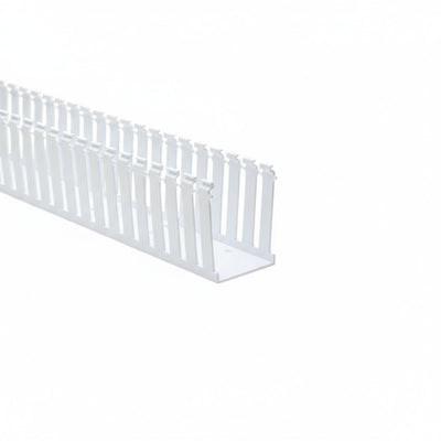HellermannTyton 181-34006 Slotted Wall Wiring Duct, 3" X 4", Non-Adhesive, PVC, White, 30ft/Box