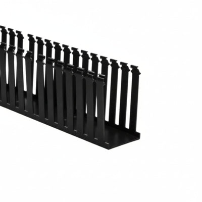 HellermannTyton 181-35001 Slotted Wall Wiring Duct, 3" X 5", Non-Adhesive, PVC, Black, 30ft/Box