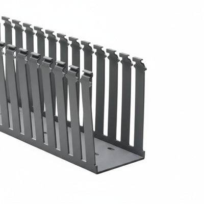 HellermannTyton 181-35005 Slotted Wall Wiring Duct, 3" X 5", Non-Adhesive, PVC, Gray, 120ft/Carton