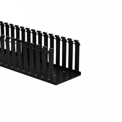 HellermannTyton 181-44019 Slotted Wall Wiring Duct, 4" X 4", Non-Adhesive, PVC, Black, 30ft/Box