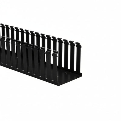 HellermannTyton 181-44020 Slotted Wall Wiring Duct, 4" X 4", Non-Adhesive, PVC, Black, 120ft/Carton