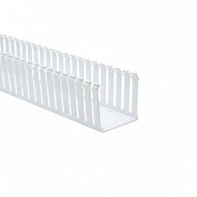 HellermannTyton 181-44031 Slotted Wall Wiring Duct, 4" X 4", Non-Adhesive, PVC, White, 120ft/Carton
