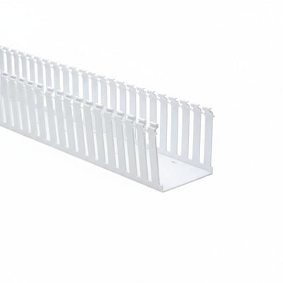 HellermannTyton 181-00680 Slotted Wall Wiring Duct, 4" X 4", Adhesive, PVC, White, 30ft/Box