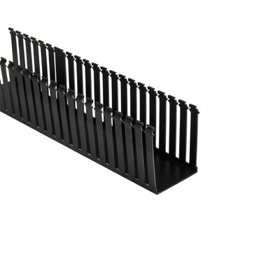 HellermannTyton 181-45002 Slotted Wall Wiring Duct, 4" X 5", Non-Adhesive, PVC, Black, 60ft/Carton