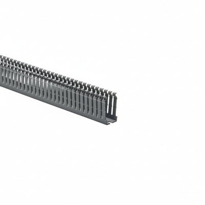 HellermannTyton 184-12000 High-Density Slotted-Wall Wiring Duct, 1" x 2", Non-Adhesive, PVC, Gray, 30ft/box