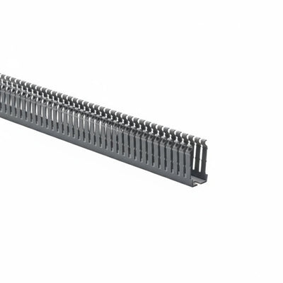 HellermannTyton 184-12002 High-Density Slotted-Wall Wiring Duct, 1" x 2", Adhesive, PVC, Gray, 120 ft/carton