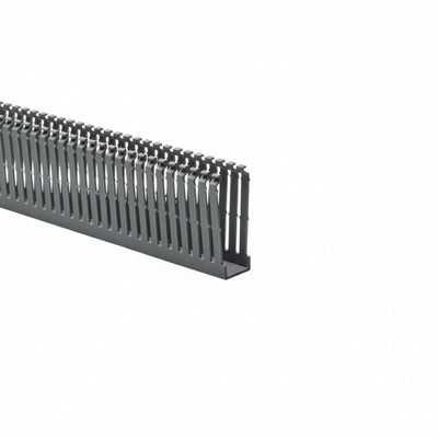 HellermannTyton 184-13000 High Density Slotted Wall Wiring Duct, 1" X 3", Non-Adhesive, PVC, Gray, 30ft/Box