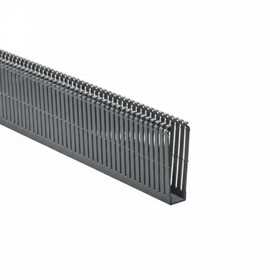 HellermannTyton 184-14000 High Density Slotted Wall Wiring Duct, 1" X 4", Non-Adhesive, PVC, Gray, 30ft/Box
