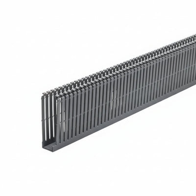HellermannTyton 184-14002 High Density Slotted Wall Wiring Duct, 1" X 4", Non-Adhesive, PVC, Gray, 120ft/Carton