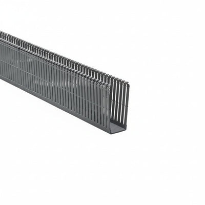 HellermannTyton 184-15400 High Density Slotted Wall Wiring Duct, 1.5" X 4", Non-Adhesive, PVC, Gray, 30ft/Box