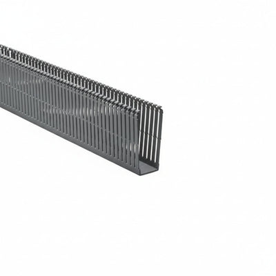 HellermannTyton 184-15401 High Density Slotted Wall Wiring Duct, 1.5" X 4", Non-Adhesive, PVC, Gray, 120ft/Carton