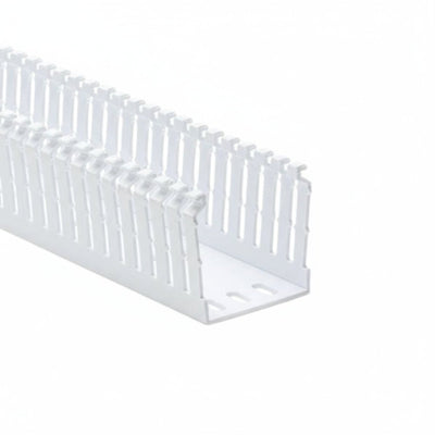 HellermannTyton 184-22008 High Density Slotted Wall Wiring Duct, 2" X 2", Non-Adhesive, PVC, White, 120ft/Carton
