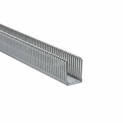 HellermannTyton 184-23000 High Density Slotted Wall Wiring Duct, 2" X 3", Non-Adhesive, PVC, Gray, 30ft/Box