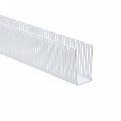 HellermannTyton 184-23005 High Density Slotted Wall Wiring Duct, 2" X 3", Non-Adhesive, PVC, White, 30ft/Box