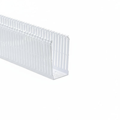 HellermannTyton 184-24002 High Density Slotted Wall Wiring Duct, 2" X 4", Adhesive, PVC, White, 30ft/Box