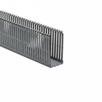 HellermannTyton 184-24004 High Density Slotted Wall Wiring Duct, 2" X 4", Non-Adhesive, PVC, Gray, 120ft/Carton