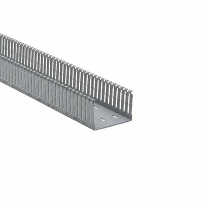 HellermannTyton 184-32000 High Density Slotted Wall Wiring Duct, 3" X 2", Non-Adhesive, PVC, Gray, 30ft/Box