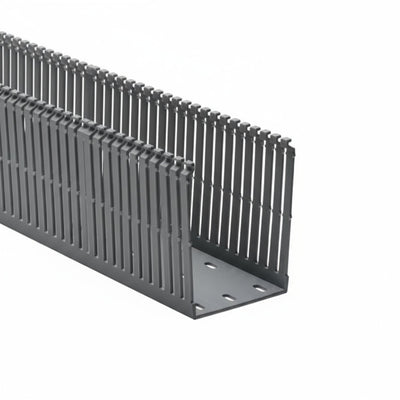HellermannTyton 184-34003 High Density Slotted Wall Wiring Duct, 3" X 4", Non-Adhesive, PVC, Gray, 120ft/Carton