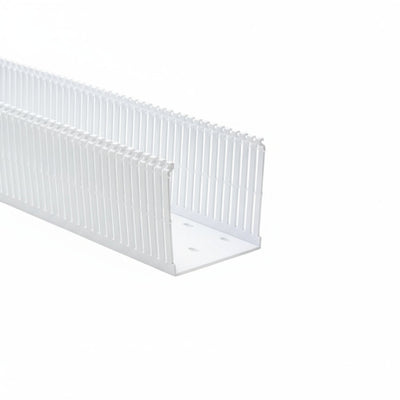 HellermannTyton 184-44004 High Density Slotted Wall Wiring Duct, 4" X 4", Non-Adhesive, PVC, White, 120ft/Carton