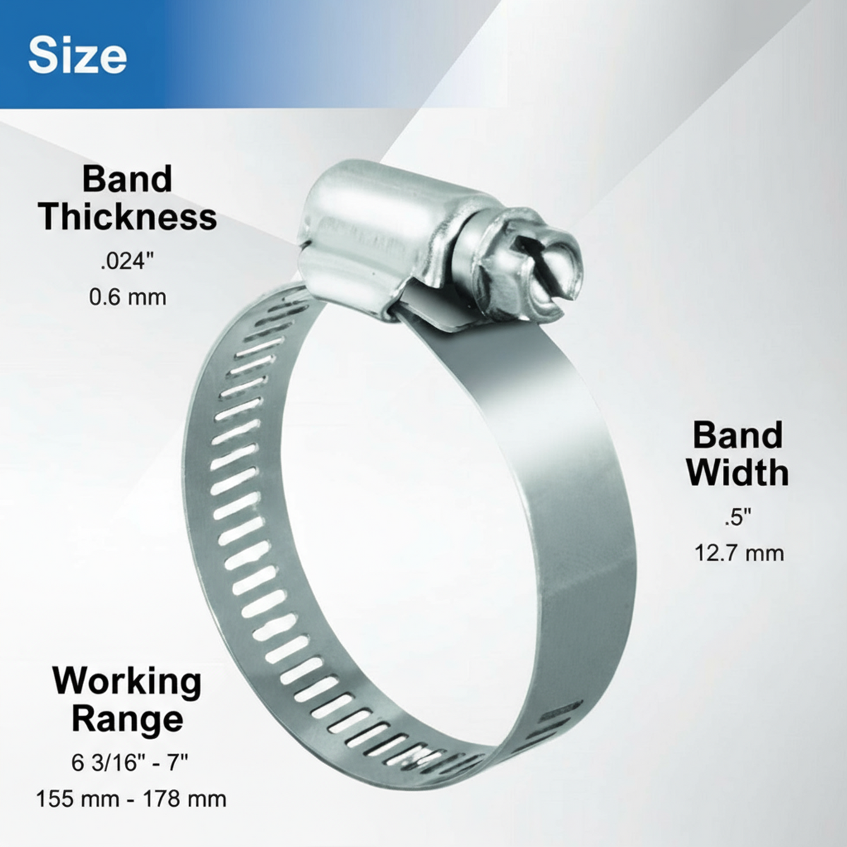 #104S All Stainless Steel Hose Clamp 10/box
