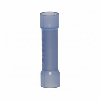 16-14 AWG Blue Nylon Insulated Butted Seam Straight Butt Connectors, 100/bag